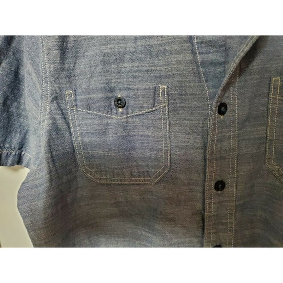 Woolrich Mens Chambray Button Down Short Sleeve Shirt Sz Medium M - Picture 3 of 5